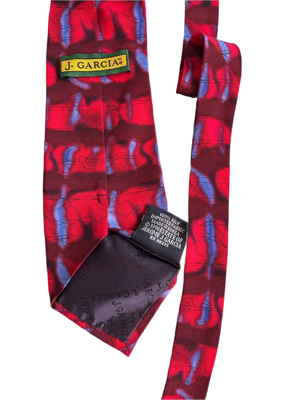 JERRY GARCIA (RIP) Tree Collection 15 -Tie in a Red & Blue Pattern 100% Silk